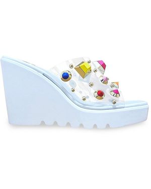 Ninety Union Palm Beach Stone Studded Wedge Sandals - Blue