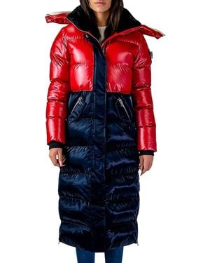 Woodpecker Faux Fur Longline Puffer Parka - Red