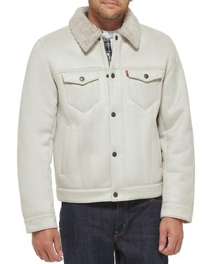 Levi's Leather Sherpa Trucker Jacket - Grey