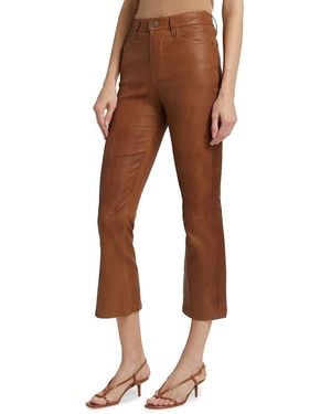 FRAME Le Crop Leather Mini Boot Trousers - Brown