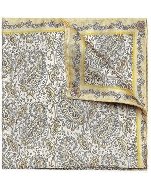 Eton Paisley Tussah Silk Pocket Square - Metallic