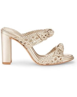 Alexandre Birman Clarita Intreccio 90Mm Woven Leather Block-Heel Sandals - Natural