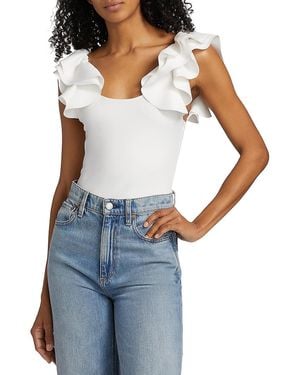 Alice + Olivia Tawny Ruffle Bodysuit - Blue