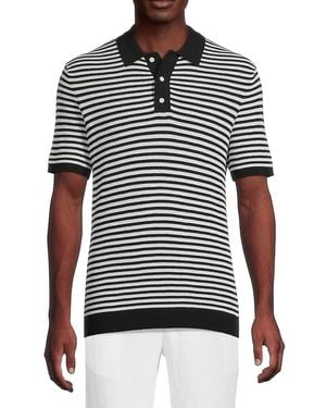 Onia Textured Cotton Knit Polo Shirt - Black