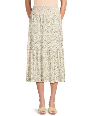 Nation Ltd Yasmine Floral Midi A Line Skirt - Natural