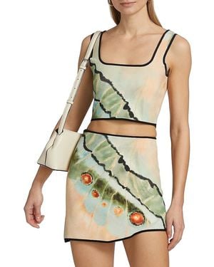 AMUR Kenda Butterfly Print Knit Top - Green