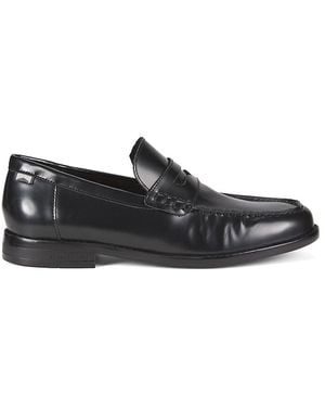 Kenneth Cole Moc Toe Leather Penny Loafers - Black
