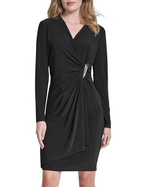 DKNY Surplice Knee-Length Minidress - Black
