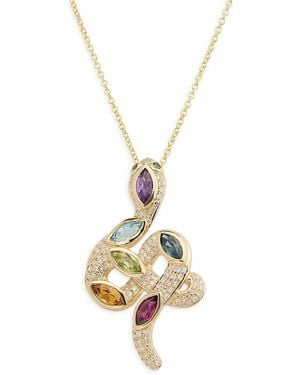 Effy 14k Yellow Gold & Multi-stone Snake Pendant Necklace - Metallic