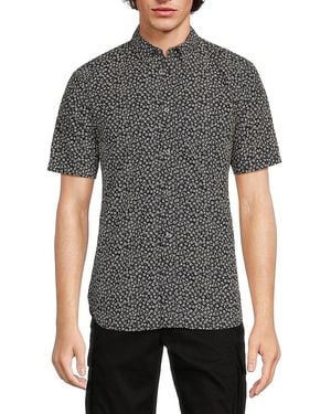 French Connection 'Floral Short Sleeve Shirt - Grey