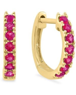 Saks Fifth Avenue 14K & Natural Ruby Huggie Earrings - Pink
