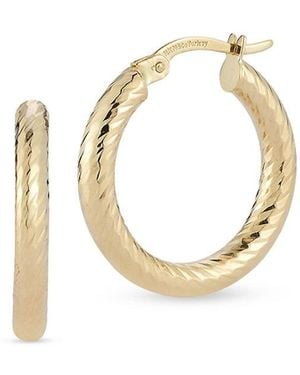 Saks Fifth Avenue 14K Diamond Cut Round Hoop Earrings - Metallic