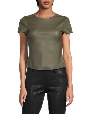 AS by DF Brando Stretch-Leather Short-Sleeve Top - Green