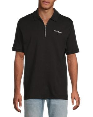 Karl Lagerfeld Zip-Up Polo - Black