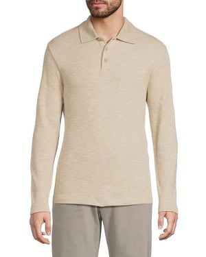 Vince Sunfaded Thermal Long-Sleeve Polo Shirt - Natural