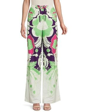 Valentino Floral Cotton Wide-Leg Trousers - Green