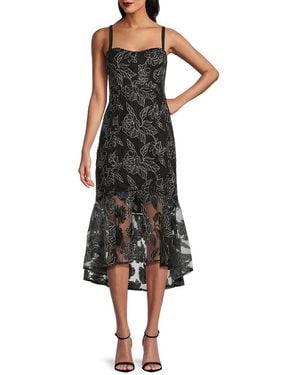 Sam Edelman Floral Embroidered Midi-Dress - Black