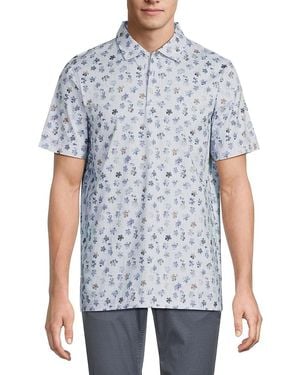 Bugatchi Victor Printed Polo Shirt - Blue