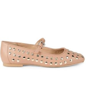 Saks Fifth Avenue Studded Mary Jane Flats - Natural