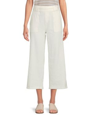 Andrew Marc Cotton & Spandex Wide-Leg Trousers - White