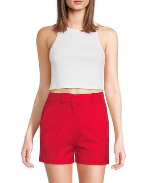 Valentino Jersey Floral Lace Cropped Top - Red
