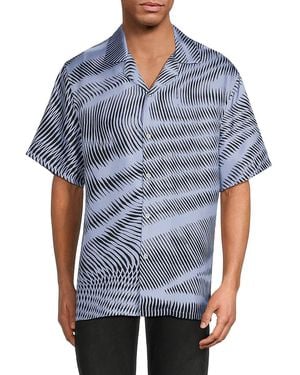 Lanvin Printed Silk Camp Shirt - Blue