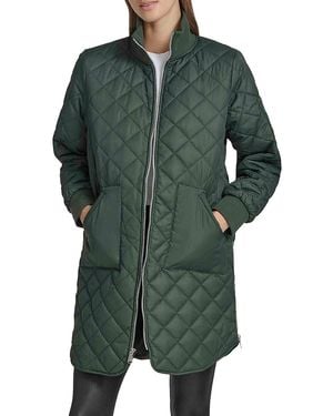 Andrew Marc Quilted Longline Jacket - Green