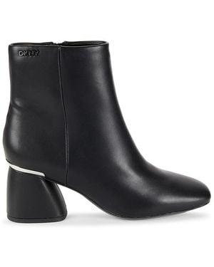 DKNY Caleena Helled 64Mm Faux Leather Ankle Boots - Black