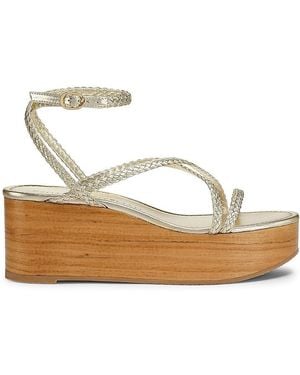 Stuart Weitzman 60Mm Wovette Metallic-Woven Wedges