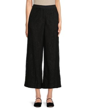 Kobi Halperin Anisa Summer Lace Wide-Leg Trousers - Black