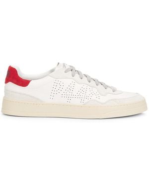 P448 Bali Heel Tab Perforated Leather Low-Top Trainers - Pink
