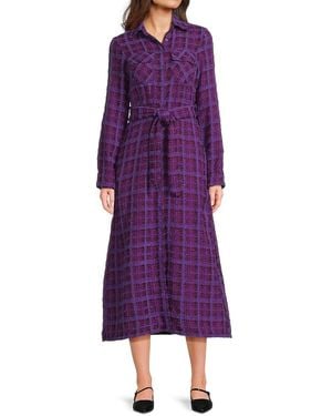 AREA STARS Dela Tweed Midi Shirtdress - Purple