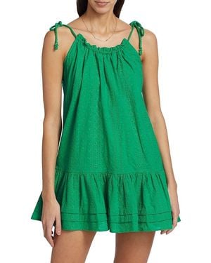 Poupette Eyelet Cotton Minidress - Green