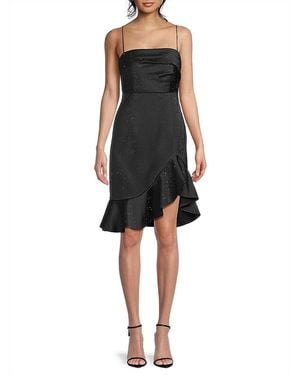 Emanuel Ungaro Xandra Hotfix Satin Sleeveless Minidress - Black