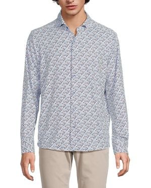 Luchiano Visconti Diamond Print Modern Fit Shirt - Blue