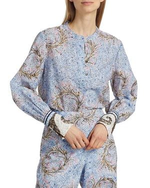 Kobi Halperin Darcie Floral Cotton Blouse - Blue