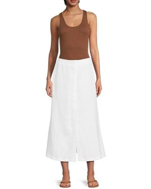 Saks Fifth Avenue 100% Linen Midi-Skirt - White