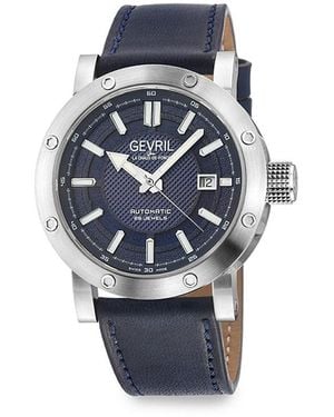 Gevril Flatiron Stainless Steel & Leather-Strap Watch/42Mm - Blue