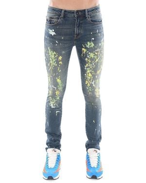 Cult Of Individuality High Rise Paint Splatter Jeans - Blue