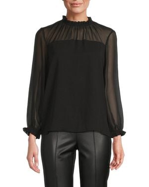 J.McLaughlin J. Mclaughlin Clelia Semi-Sheer Blouse - Black