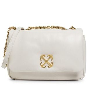 Off-White c/o Virgil Abloh Jitney Logo Leather Shoulder Bag - Natural
