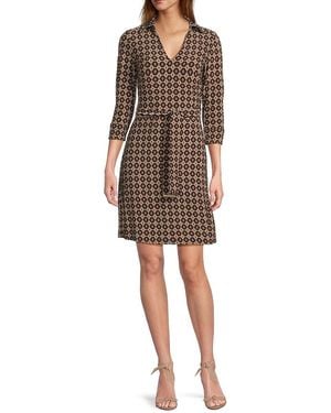 Tommy Hilfiger Medallion Print Johnny Collar Minidress - Natural