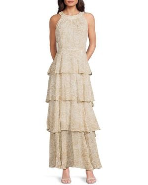 Tommy Hilfiger Tiered Halter Maxi Dress - Natural