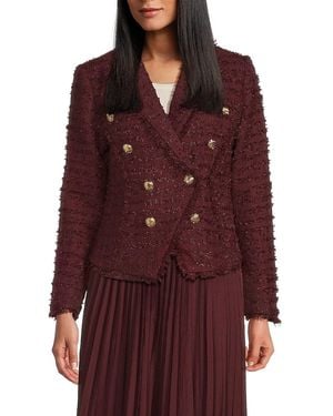 Wdny Double Breasted Fringe Blazer - Red