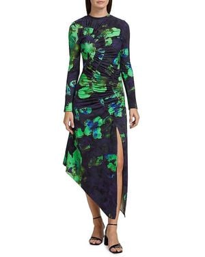 AMUR Milani Floral Ruched Midi-Dress - Green