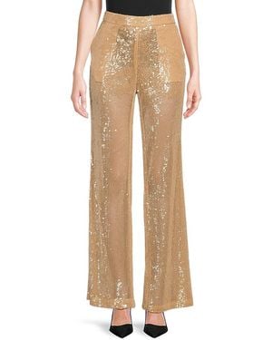 BCBGMAXAZRIA Wide Leg Sequin Pants - Natural