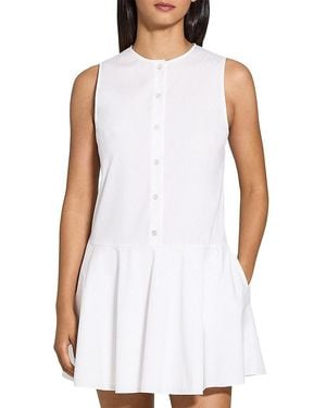 Theory Stretch-Cotton-Blend Drop-Waist Sleeveless Minidress - White