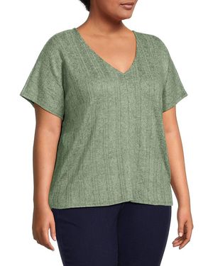 BLUEGREY Plus Knit V Neck Tee - Green