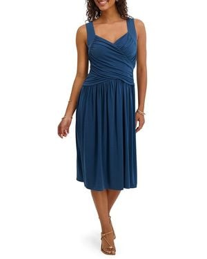 Kensie Ruched A-Line Midi-Dress - Blue