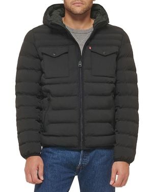 Levi's Stretch Quilted Hooded Puffer Jacket - Black